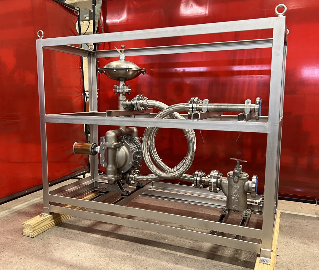 Stainless Steel Solvent Waste AODD Pump Skid